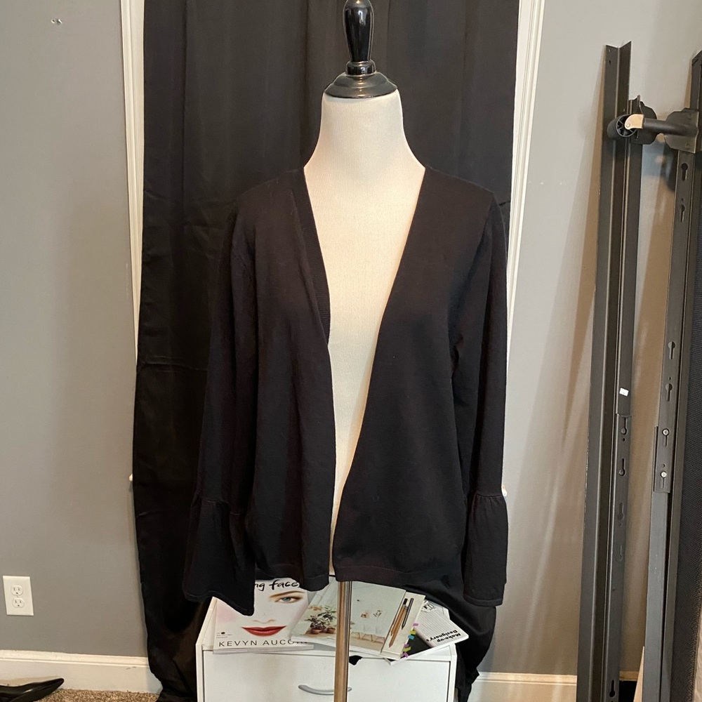 Black bell sleeve cardigan